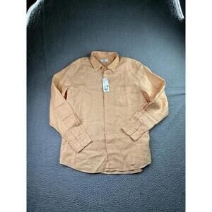 NWT Uniqlo Premium Linen Long Sleeve Shirt Button Up Light Orange Men's  XL